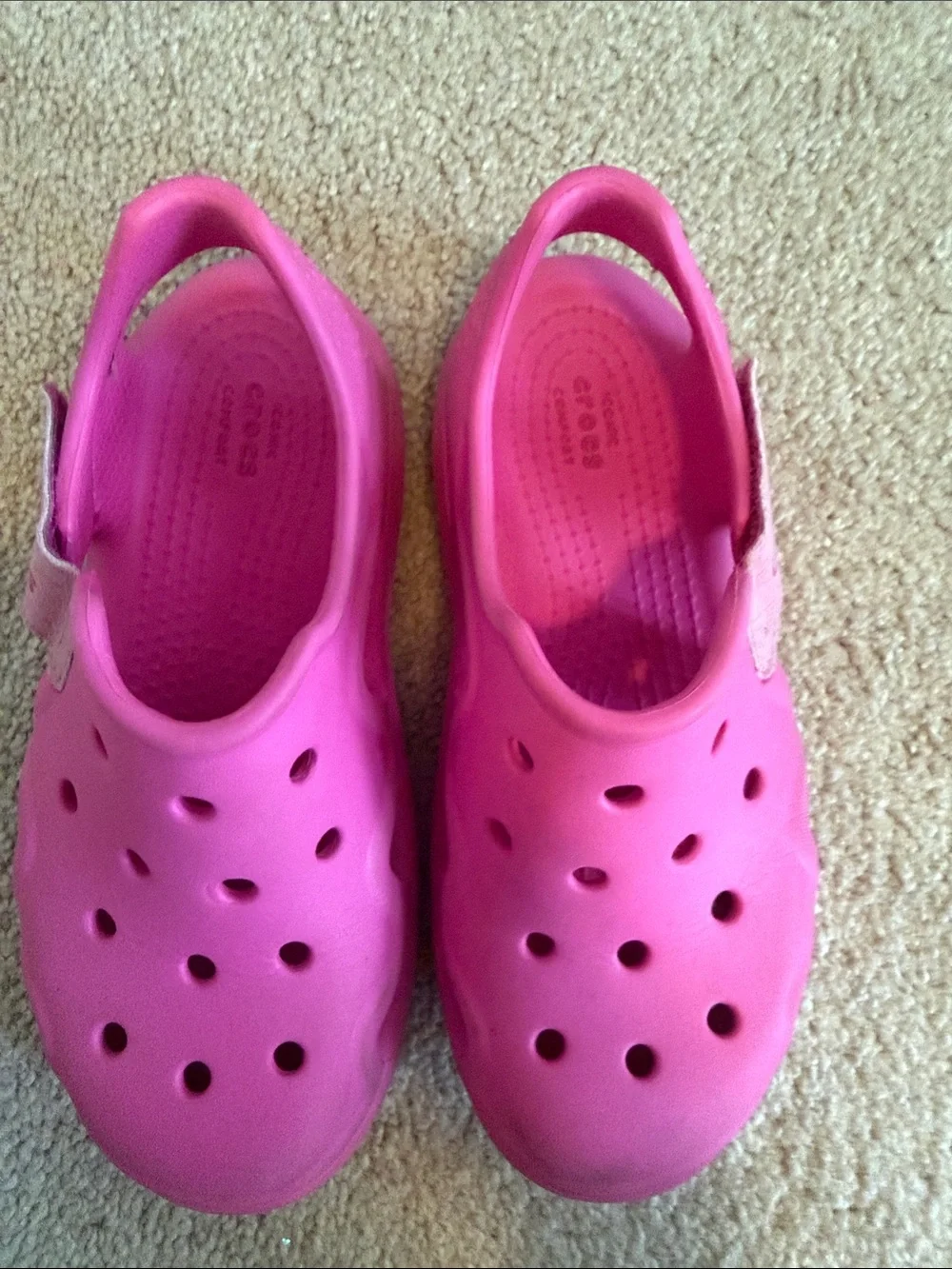 CROCS Kids Bright Pink Classic Clog with Heel Strap